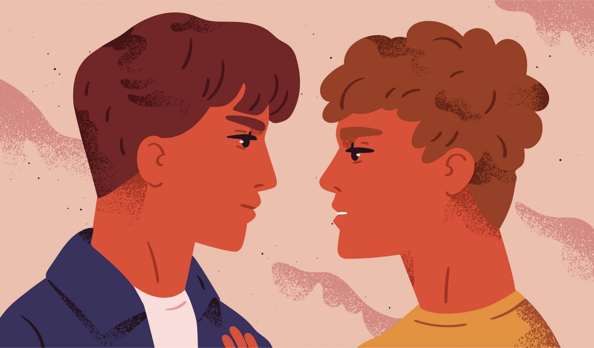 LGBT Couple. Portrait of Gay Couple Looking at Each Other. Pair of Romantic Partners on a Date. Homosexual Relationship