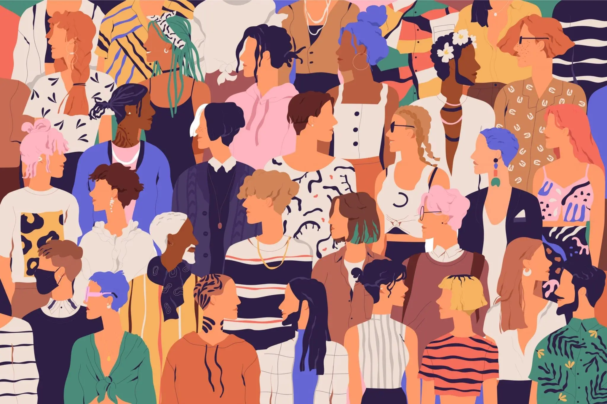 Crowd of Cool Young People Illustration