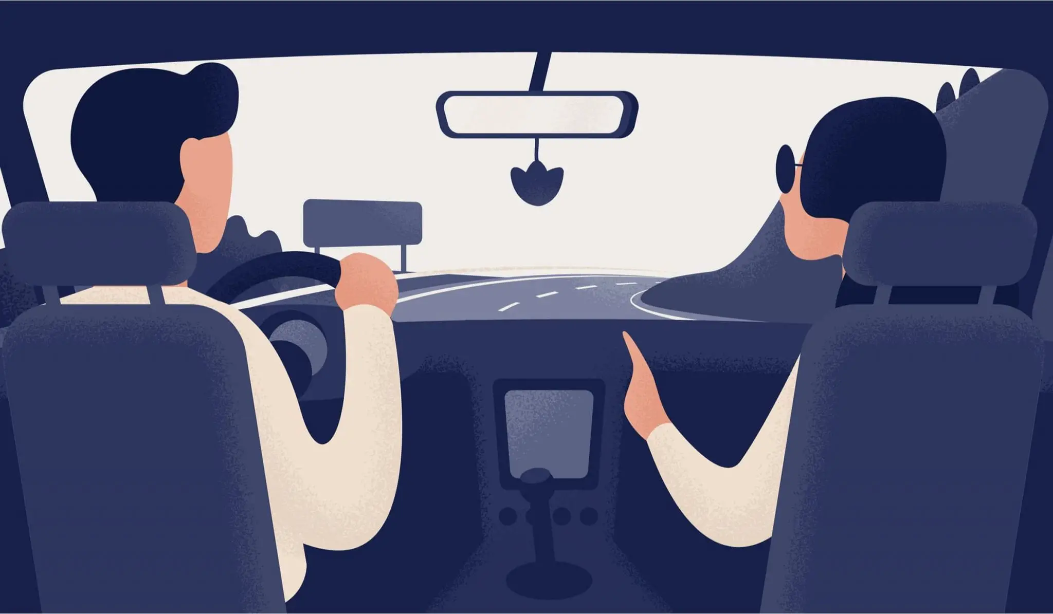 Man and Woman Driving Illustration
