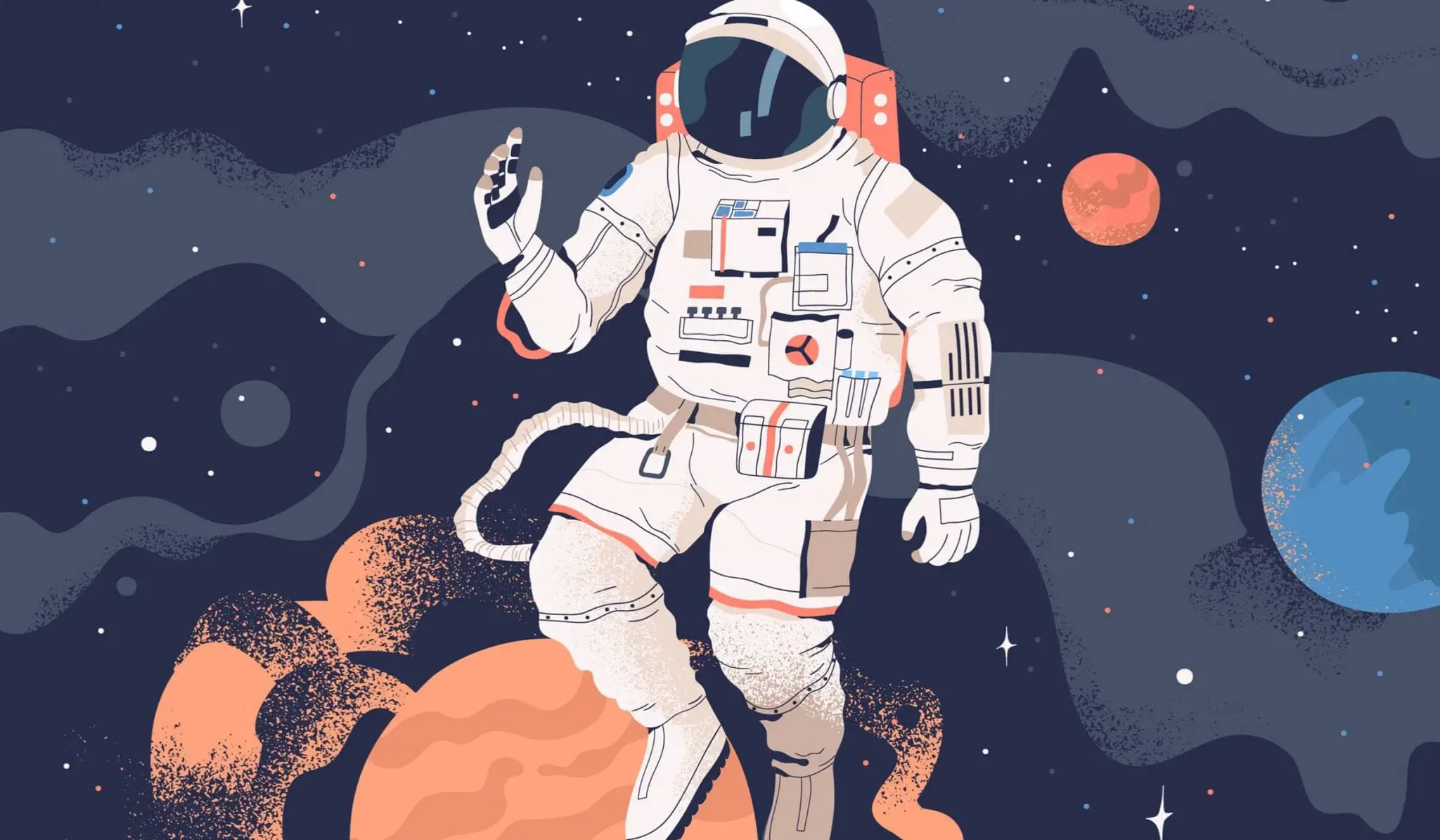 Astronaut Floating in Space Illustration