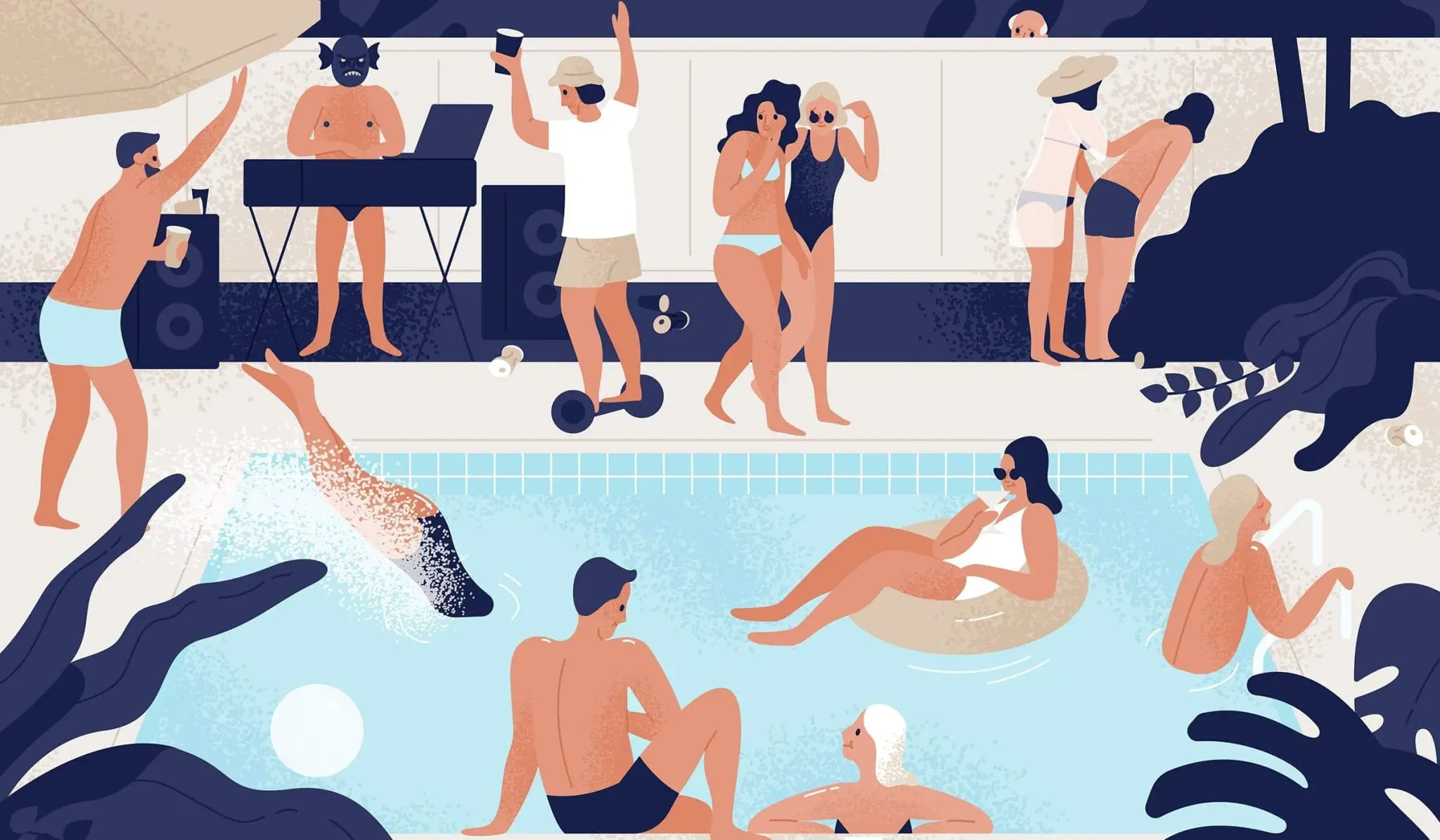 Pool Party Social Gathering Illustration